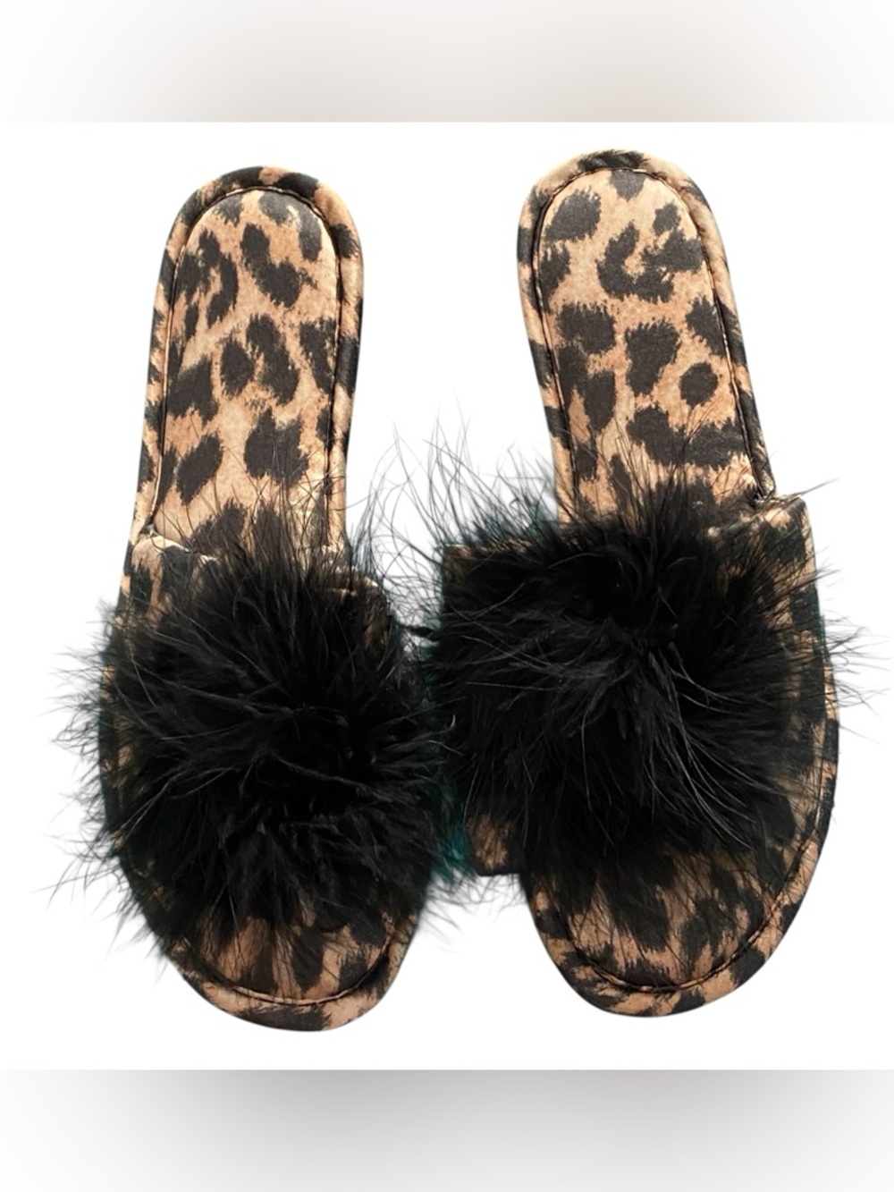INC Leopard Faux Fur Open Toe Women’s Slip On Slippers Size Small 5-6